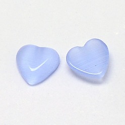 Aciano Azul Cabujones de ojo de gato, corazón, azul aciano, 10x10x2.5 mm