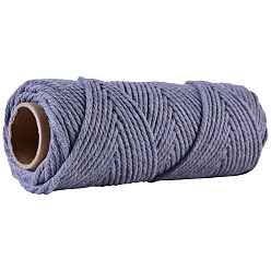 Azul de la Pizarra Oscura Cordón de algodón redondo de 50m., para envolver regalos, bricolaje artesanal, azul oscuro de la pizarra, 4 mm, aproximadamente 54.68 yardas (50 m) / rollo