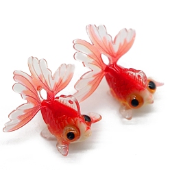Красный Подвески из полупрозрачной смолы, прелести золотых рыбок, красные, 28.5x17.4 мм