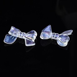 Clear Transparent Acrylic Beads, Glitter Powder, Bowknot, Clear, 24x31.5x7.5mm, Hole: 1.6mm, about 230pcs/500g