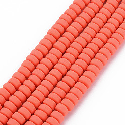 Tomato Handmade Polymer Clay Beads Strands, for DIY Jewelry Crafts Supplies, Flat Round, Tomato, 6~7x3mm, Hole: 1.5mm, about 113~116pcs/strand, 15.55 inch~16.14 inch(39.5~41cm)