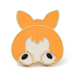 Naranja Pin de esmalte de cachorro, insignia creativa de aleación de oro claro para ropa de mochila, naranja, 29x27x2 mm, pin: 1.2 mm