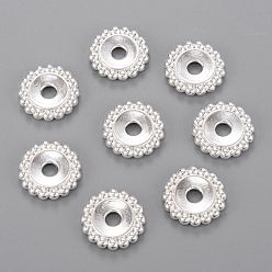 Silver Tibetan Style Alloy Beads, Flower, Lead Free and Cadmium Free, Silver, 17.5x3mm, Hole: 4mm