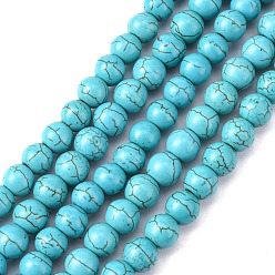 Turquoise Perles howlite synthétiques, teint, ronde, turquoise, 10mm, Trou: 1mm, environ800 pcs / 1000 g