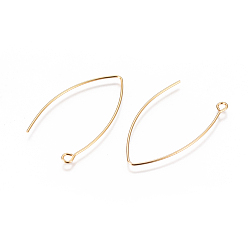 Golden 304 Stainless Steel Earring Hooks, with Horizontal Loop, Golden, 40.5x24.5x0.8mm, Hole: 2.3mm, 20 Gauge, Pin: 0.8mm