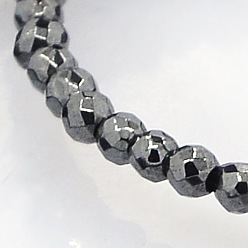 Black Faceted Round Non-magnetic Synthetic Hematite Beads Strands, Black, 2mm, Hole: 0.7mm, about 210pcs/strand, 16 inch