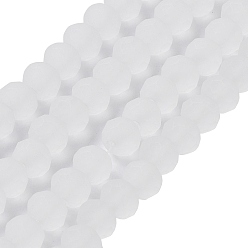 Blanc Fumé Chapelets de perles en verre transparentes  , facette, givré, rondelle, fumée blanche, 8mm, Trou: 1mm, Environ 65~68 pcs/chapelet, 15.7~16.1 pouce (40~41 cm)