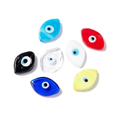 Mixed Color Handmade Evil Eye Lampwork Cabochons, Horse Eye, Mixed Color, 21~22x13~13.5x3.5mm