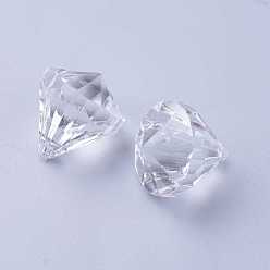 Clair Pendentifs acryliques transparents pour rideaux, facette, diamant, clair, longueur d'environ 26 mm ,  largeur de 23 mm, Trou: 3mm, environ85 pcs / 500 g.