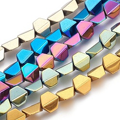 Mixed Color Electroplated Non-magnetic Synthetic Hematite Beads Strands, Polish, Trapezoid, Mixed Color, 8x8x4mm, Hole: 1mm, about 52pcs/strand, 16.14 inch(41cm)