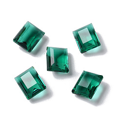 Verdemar Cabujones de diamantes de imitación de vidrio transparente, facetados, Rectángulo, señaló hacia atrás, verde mar, 10x8x4.5 mm