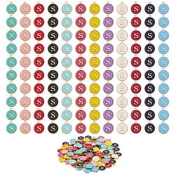 Letter S 120 шт 12 цвета позолоченные подвески из сплава, с эмалью, эмалированные блестки, плоские круглые с буквы, letter.s, 14x12x2 мм, отверстие : 1.5 мм, 10 шт / цвет