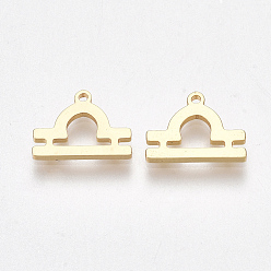 Libra Ion Plating(IP) 304 Stainless Steel Charms, Constellation, Golden, Libra, 8x10.5x1mm, Hole: 0.8mm