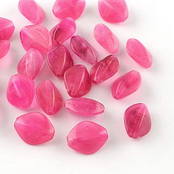 Deep Pink Rhombus Imitation Gemstone Acrylic Beads, Deep Pink, 16.5x13x8mm, Hole: 2mm, about 700pcs/500g