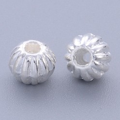 Argent Perles en alliage de style tibétain, sans plomb et sans cadmium, ronde, argent couleur, environ 7 mm de diamètre, Trou: 1mm