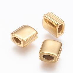Golden 304 Stainless Steel Beads, Ion Plating (IP), Square, Golden, 8x7x4.5mm, Hole: 2x3.5mm