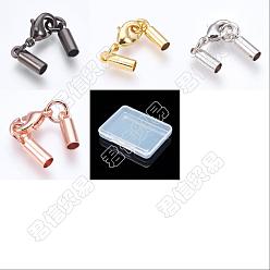 Mixed Color PandaHall Elite 24Pcs 4 Colors Brass Lobster Claw Clasps, with Cord Ends, Long-Lasting Plated, Mixed Color, 30mm, 6 sets/color