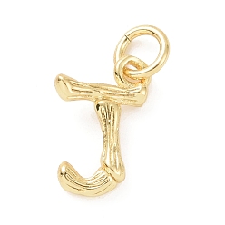 Letter J Brass Pendants, with Jump Ring, Golden, Letter Charm, Letter J, 12x8x2mm, Hole: 3mm