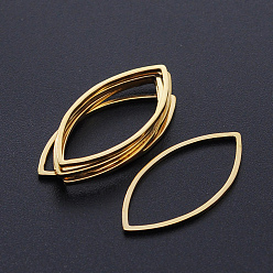 Golden 201 Stainless Steel Linking Rings, Laser Cut, Horse Eye, Golden, 27x13x1mm, Inner Diameter: 24x11mm