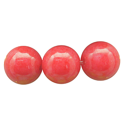 Красный Природный нефрит машан бусины нитки, окрашенные, круглые, красные, 10 мм, отверстие : 1.2 мм, около 42 шт / нитка, 16 дюйм