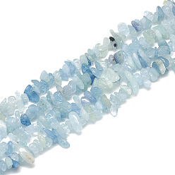 Aquamarine Natural Aquamarine Beads Strands, Chip, 3~11x3~5x1~4mm, Hole: 1mm, about 380~400pcs/strand, 33 inch