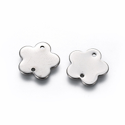 Stainless Steel Color 201 Stainless Steel Links connectors, Flower, Stainless Steel Color, 13x13.5x0.7mm, Hole: 1.2mm