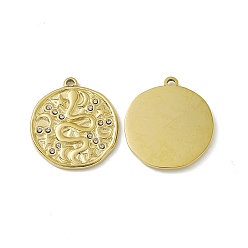 Real 18K Gold Plated Vacuum Plating 201 Stainless Steel Pendants, Crystal  Rhinestone Flat Round with Snake Pattern Charms, Real 18K Gold Plated, 25x22.5x2mm, Hole: 1.6mm