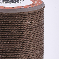 Sienna Waxed Polyester Cord, Micro Macrame Cord, Twisted Cord, Round, Sienna, 1mm, about 57.96~65.62 Yards(53~60m)/Roll