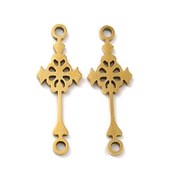 Golden 201 Stainless Steel Connector Charms, Cross Links, Golden, 22x7x0.8mm, Hole: 1.4mm