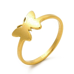 Oro Chapado en iones (ip) clásico 201 anillos de dedo de acero inoxidable para mujer, mariposa, dorado, 1.5 mm, diámetro interior: 17 mm