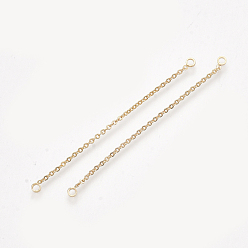 Real 18K Gold Plated Brass Chain Links connectors, Real 18K Gold Plated, 55x1x1mm, Hole: 1.6mm