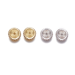 Platinum & Golden Brass Micro Pave Cubic Zirconia Spacer Beads, Flat Round, Clear, Platinum & Golden, 10x9.5x1.5mm, Hole: 1.4mm