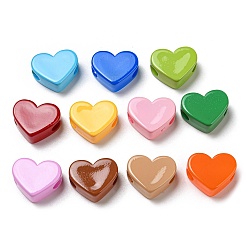 Mixed Color Opaque Acrylic Beads, Heart, Mixed Color, 15x19x8mm, Hole: 4.5x4mm