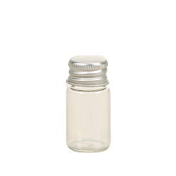 Clear Glass Bead Containers with Silver Color Screw Top Lid, Column Ink Dispensing Bottles, Clear, 2.2x5cm, Capacity: 10ml(0.34fl. oz)