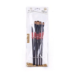 Black Nylon Hair Oil Paint Brush Pen, with Aluminium Tube, Black, 180~195x5~9mm, 5pcs/set