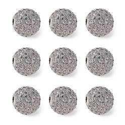 Platine Perles de cubes zircone en laiton , ronde, platine, 12mm, Trou: 2mm
