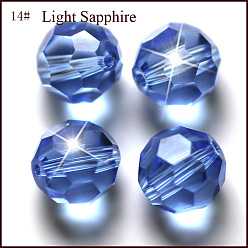 Bleu Bleuet Imitations de perles de cristal autrichien, grade de aaa, à facettes (32 facettes), ronde, bleuet, 4mm, Trou: 0.7~0.9mm