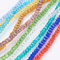 Mixed Color Transparent Glass Beads Strands, Faceted, Rondelle, Mixed Color, 3.5~4x2.5~3mm, Hole: 0.5mm, about 123~127pcs/strand, 12.60 inch~12.99 inch(32~33cm)