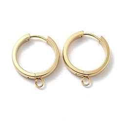 Real 24K Gold Plated 201 Stainless Steel Huggie Hoop Earrings Findings, with Vertical Loop, with 316 Surgical Stainless Steel Earring Pins, Ring, Real 24K Gold Plated, 20x4mm, Hole: 2.7mm, Pin: 1mm