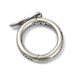 Antique Silver Tibetan Style 316 Surgical Stainless Steel Twister Clasps, Ring, Antique Silver, 22x2.8mm