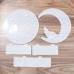Lobo Kit de moldes de silicona para estante flotante con forma de luna, moldes de almacenamiento, moldes de resina, lobo, 77~257x179~257x5.5~6 mm