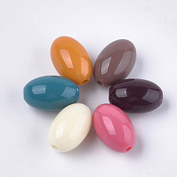 Mixed Color Opaque Acrylic Beads, Oval, Mixed Color, 17.5x11mm, Hole: 2mm