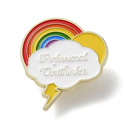 Cloud Word Professional Overthinker Enamel Pins, Light Gold Zinc Alloy Brooch for Women, Cloud, 31x28.5x1.5mm
