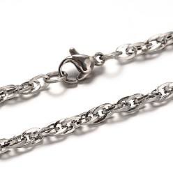 Stainless Steel Color 304 Stainless Steel Rope Chain Bracelets, with Lobster Clasps, Stainless Steel Color, 7-5/8 inch(195mm), 3mm