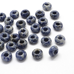 Jaspe Avec Point Bleu Tache bleue naturelle jasper européenne gros trou perles, rondelle, 13~14x7~8mm, Trou: 5mm