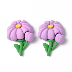 Flower Opaque Resin Cabochons, Flower Pattern, 31x23.5x8.5mm