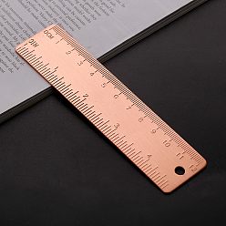 Oro Rosa Regla recta de latón duradera de 12 cm., herramienta de medición de marcadores de metal, suministros de oficina de la escuela, oro rosa, 126x30x10 mm