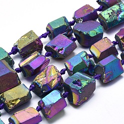 Colorful Electroplated Natural Quartz Crystal Beads Strands, Nuggets, Colorful, 10~18x10~18mm, Hole: 1mm, about 28~30pcs/strand, 18.8 inch(48cm)