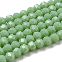 Темный Морско-зеленый Подставки для непрозрачных стеклянных бусин, граненый (32 граней), круглые, темно-зеленый, 6 мм, отверстие : 1 мм, около 98 шт / нитка, 20.47'' (52 см)