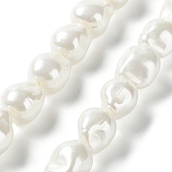 Humo Blanco Hebras de perlas de concha electrochapadas, pepitas, whitesmoke, 15x12~12.5x12~12.5 mm, agujero: 1 mm, sobre 27 unidades / cadena, 15.75~15.94 pulgada (40~40.5 cm)